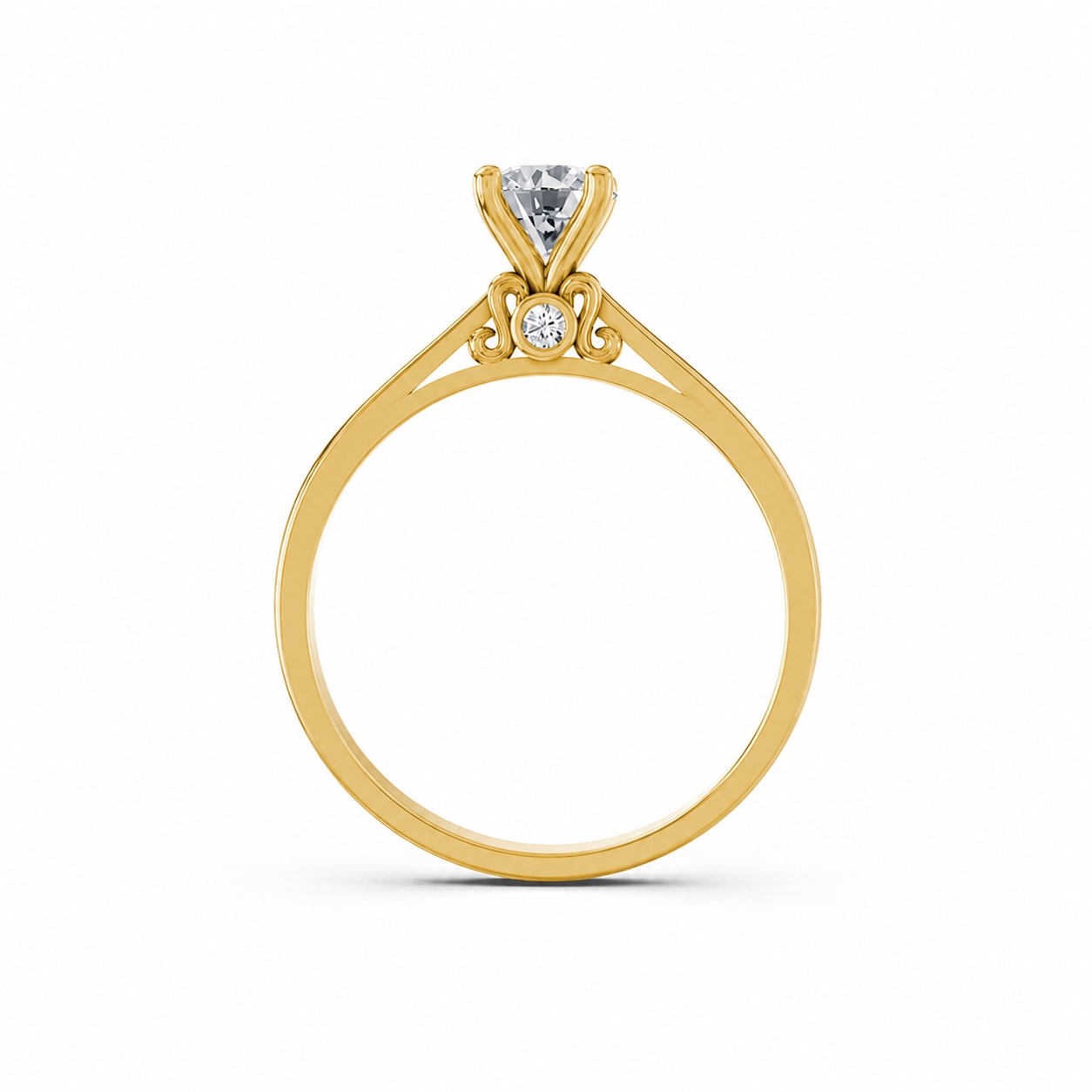 Nhẫn đính hôn R272 màu Vàng Gold vàng 10K/14K/18K/607 cao cấp, thanh lịch