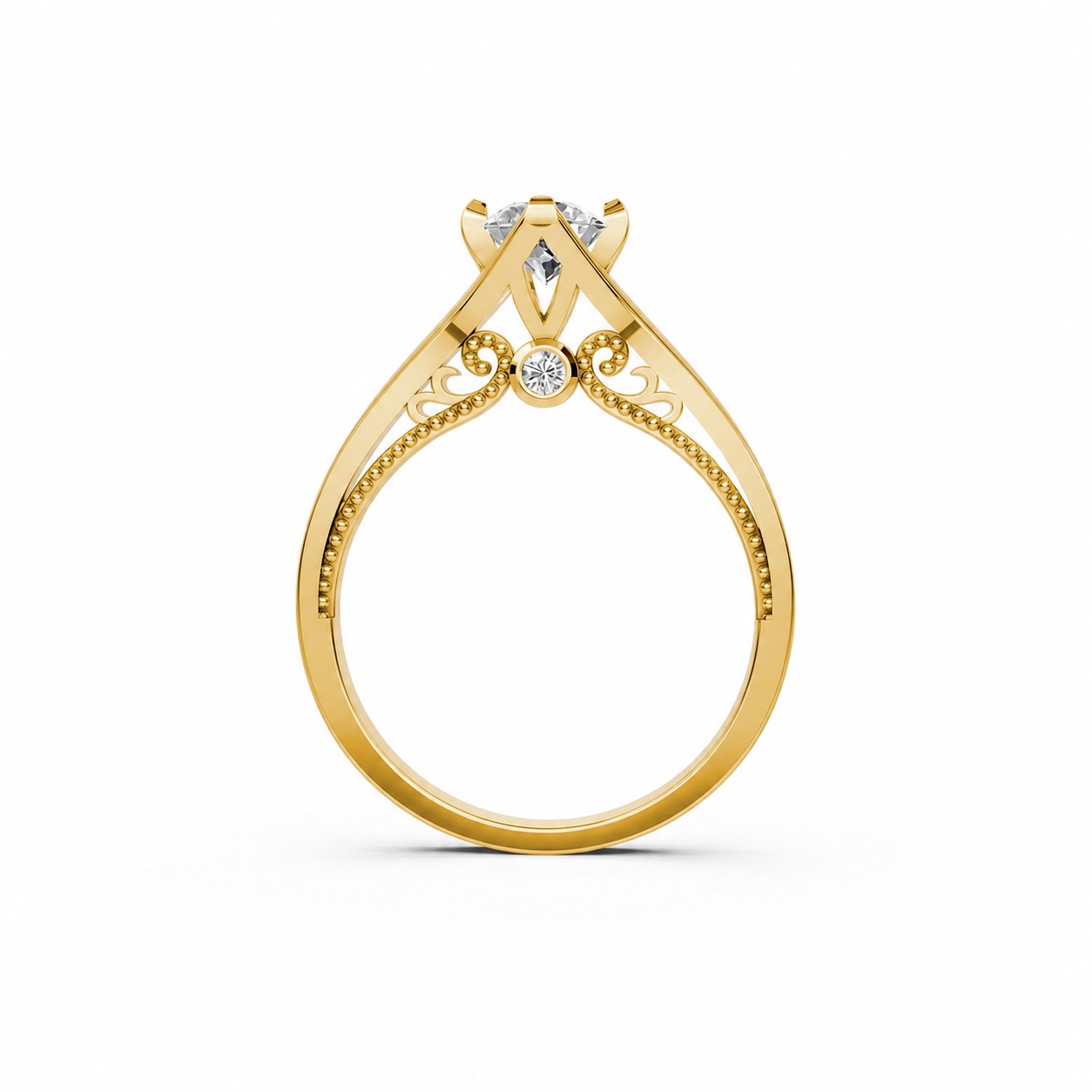 Nhẫn đính hôn R277 màu Vàng Gold thiết kế phá cách, sang trọng