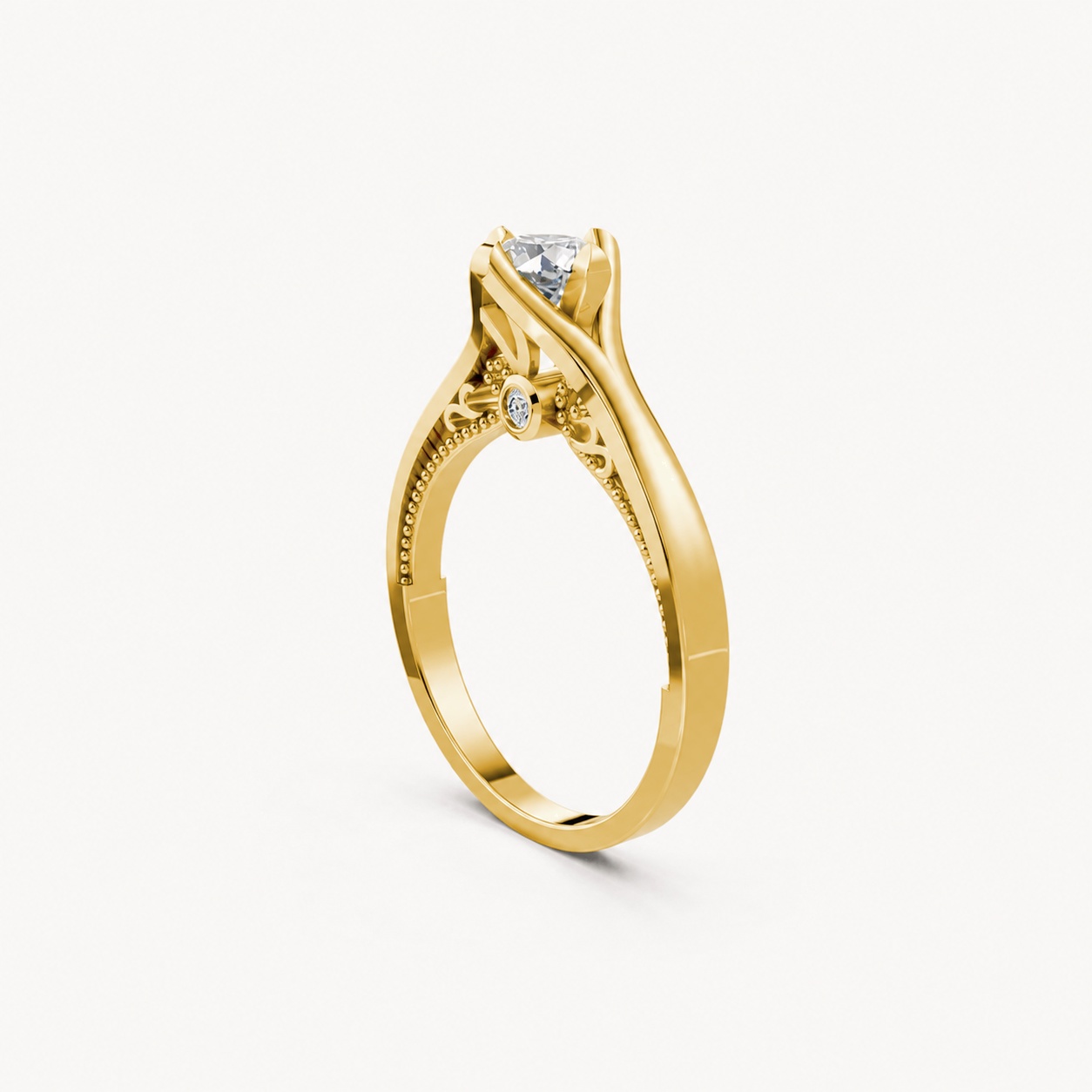 Nhẫn đính hôn R277 màu Vàng Gold thiết kế tinh xảo, độc đáo