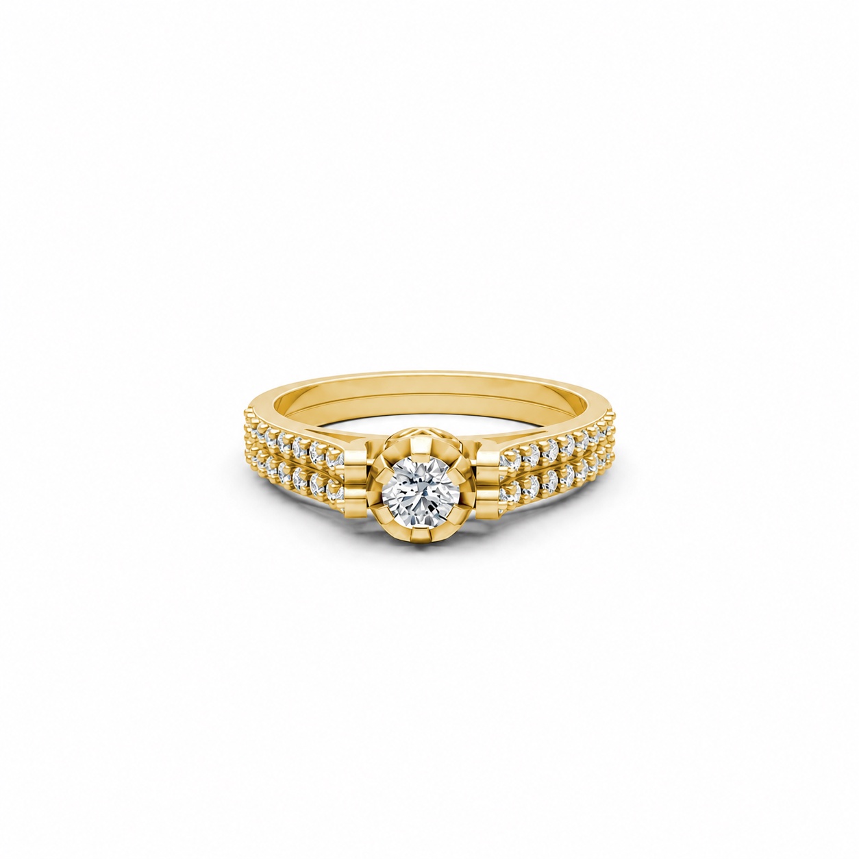 Nhẫn đính hôn R282 màu Vàng Gold vàng 10K/14K/18K/607 cao cấp, thanh lịch