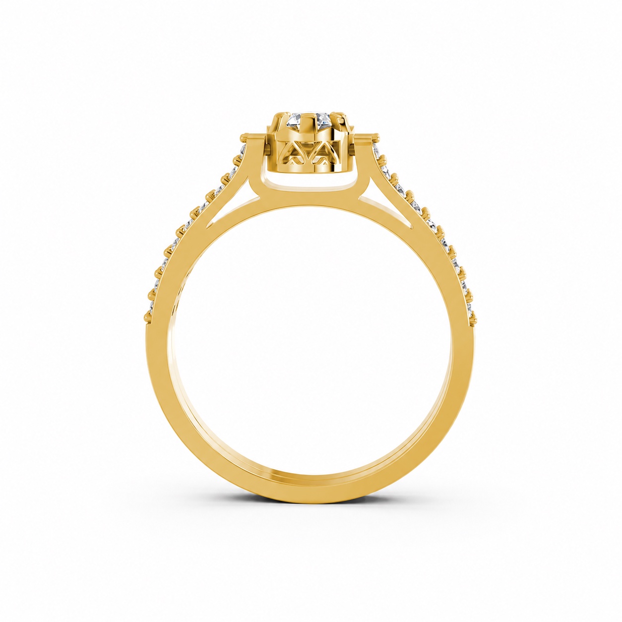 Nhẫn đính hôn R282 màu Vàng Gold thiết kế tinh xảo, độc đáo