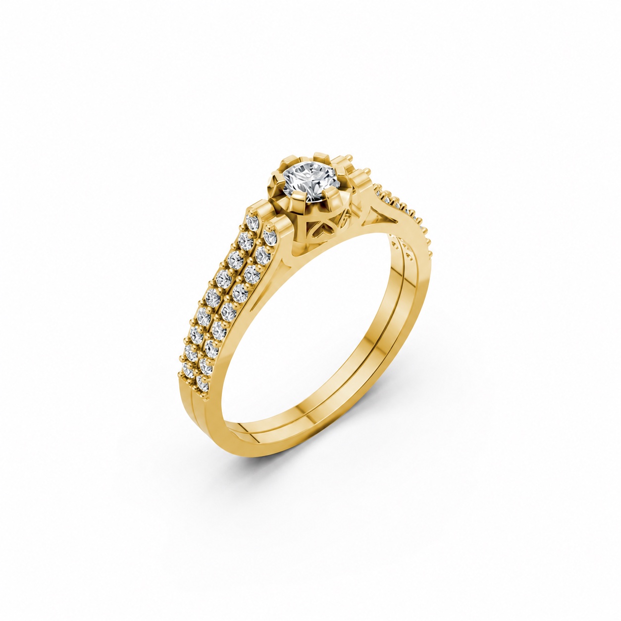 Nhẫn đính hôn R282 màu Vàng Gold thiết kế tinh tế, sang trọng