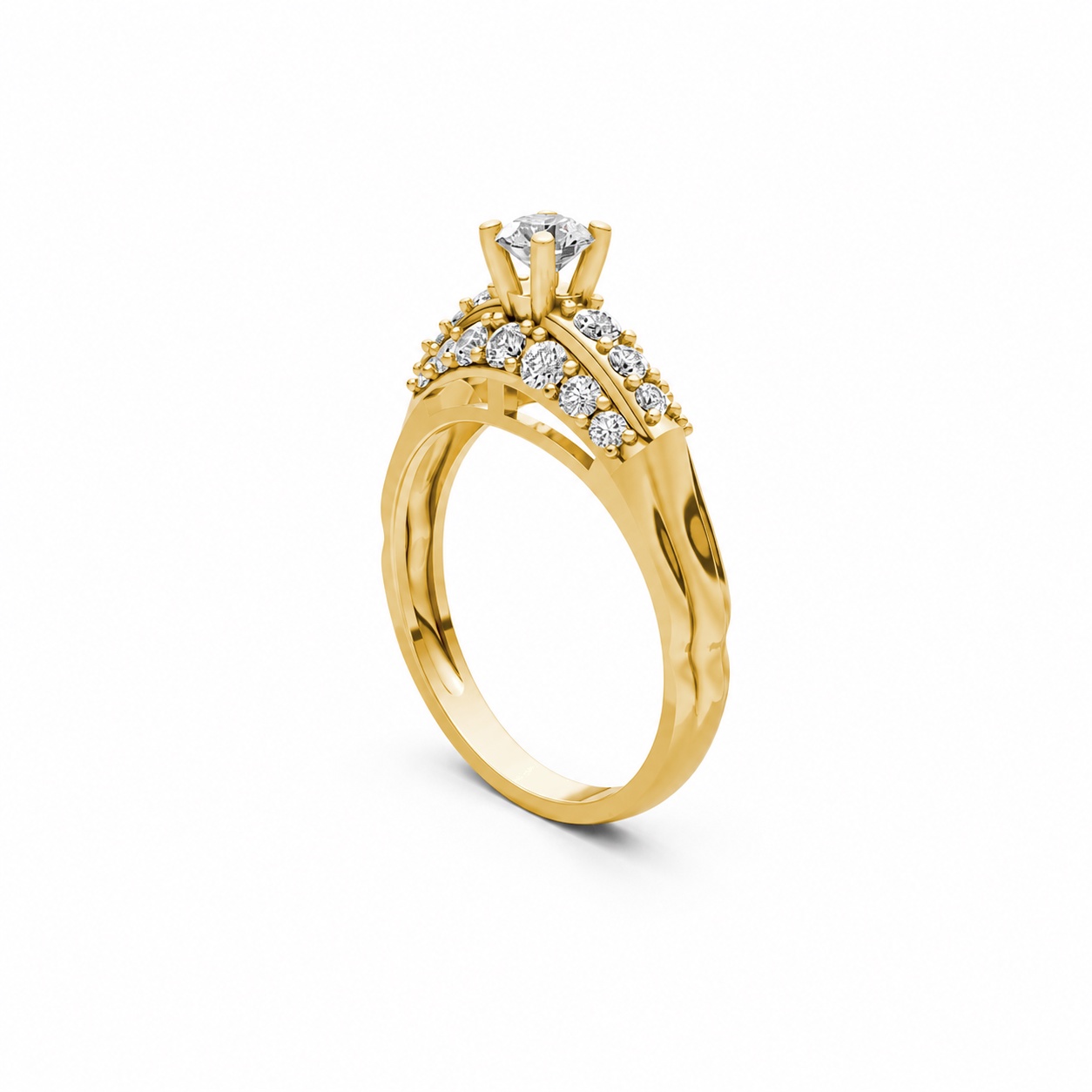 Nhẫn đính hôn R284 màu Vàng Gold thiết kế phá cách, sang trọng