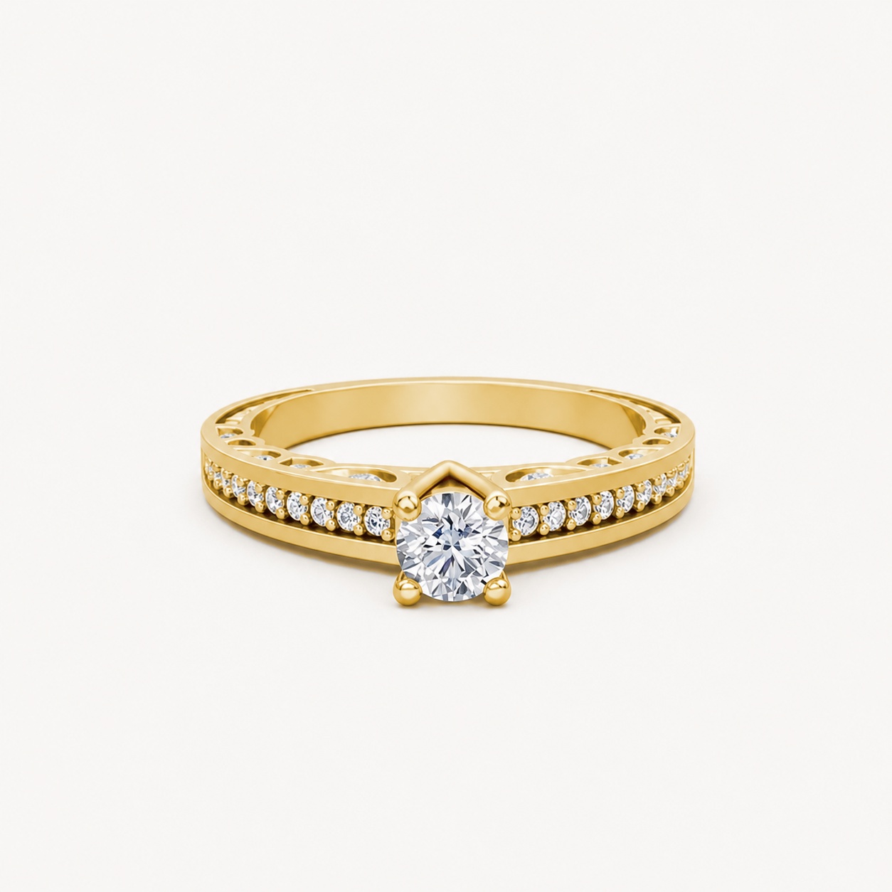 NHẪN ĐÍNH HÔN R285 màu Vàng Gold thiết kế tinh xảo, độc đáo