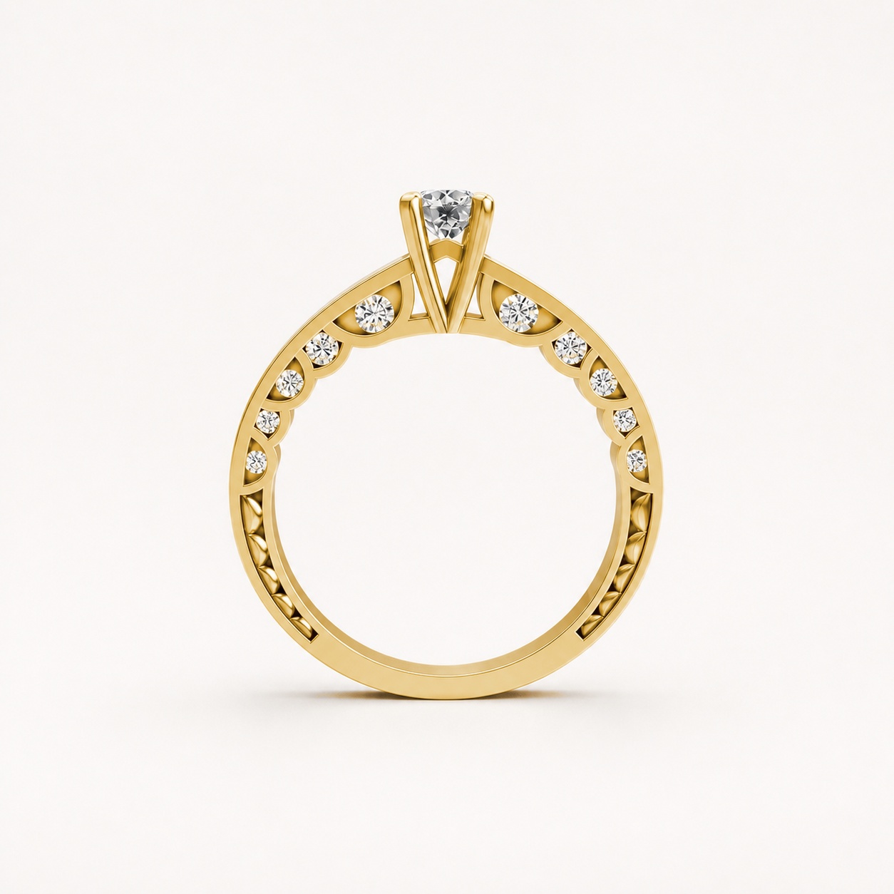 NHẪN ĐÍNH HÔN R285 màu Vàng Gold vàng 10K/14K/18K/607 cao cấp, thanh lịch