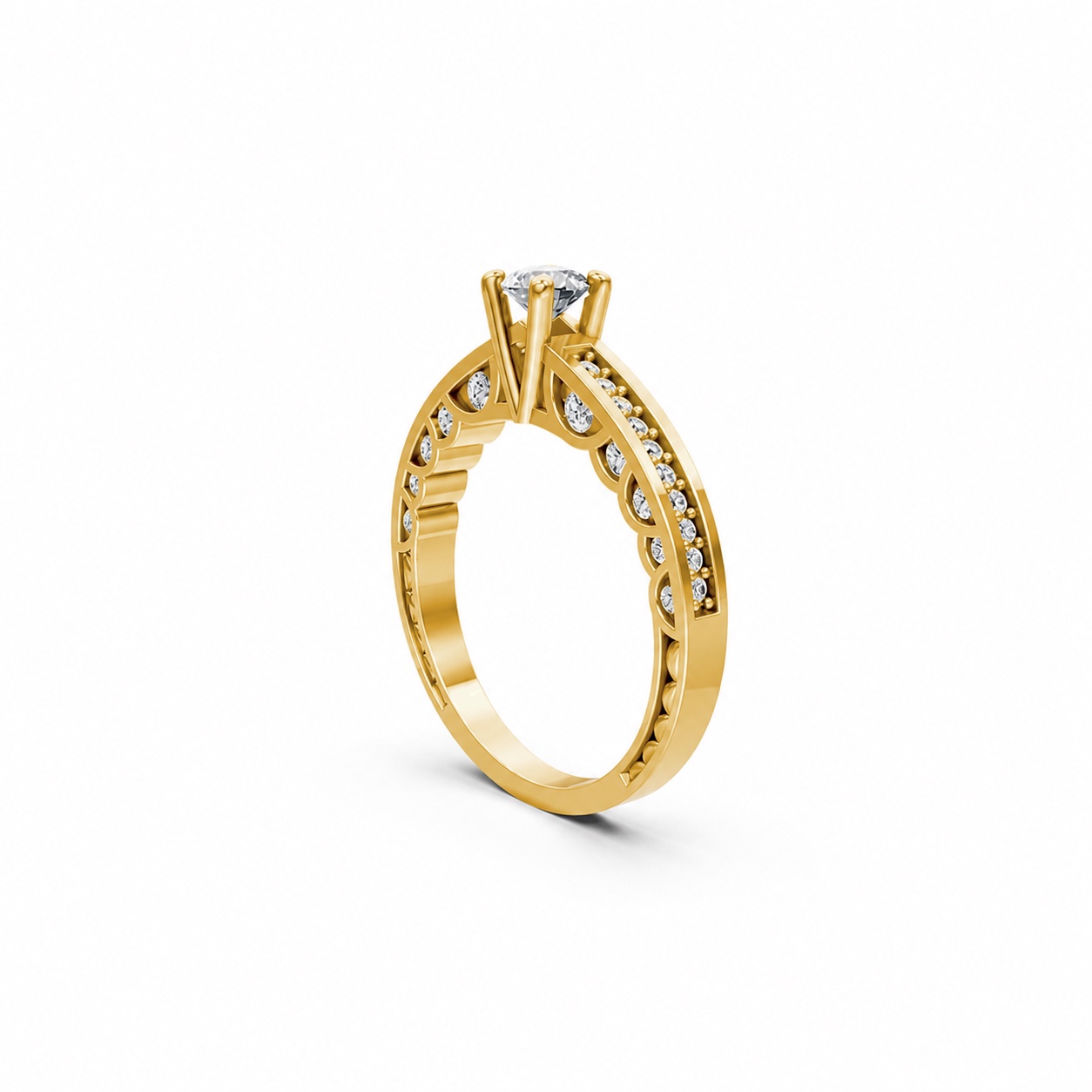 NHẪN ĐÍNH HÔN R285 màu Vàng Gold thiết kế phá cách, sang trọng