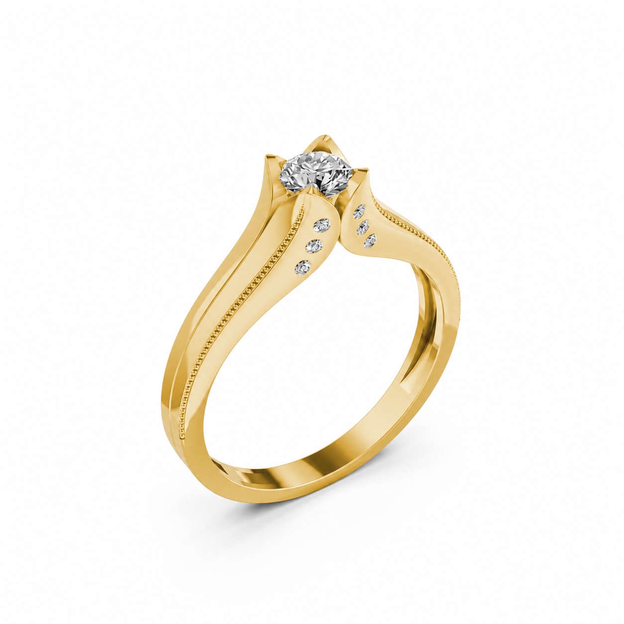 Nhẫn đính hôn R287 màu Vàng Gold thiết kế phá cách, sang trọng