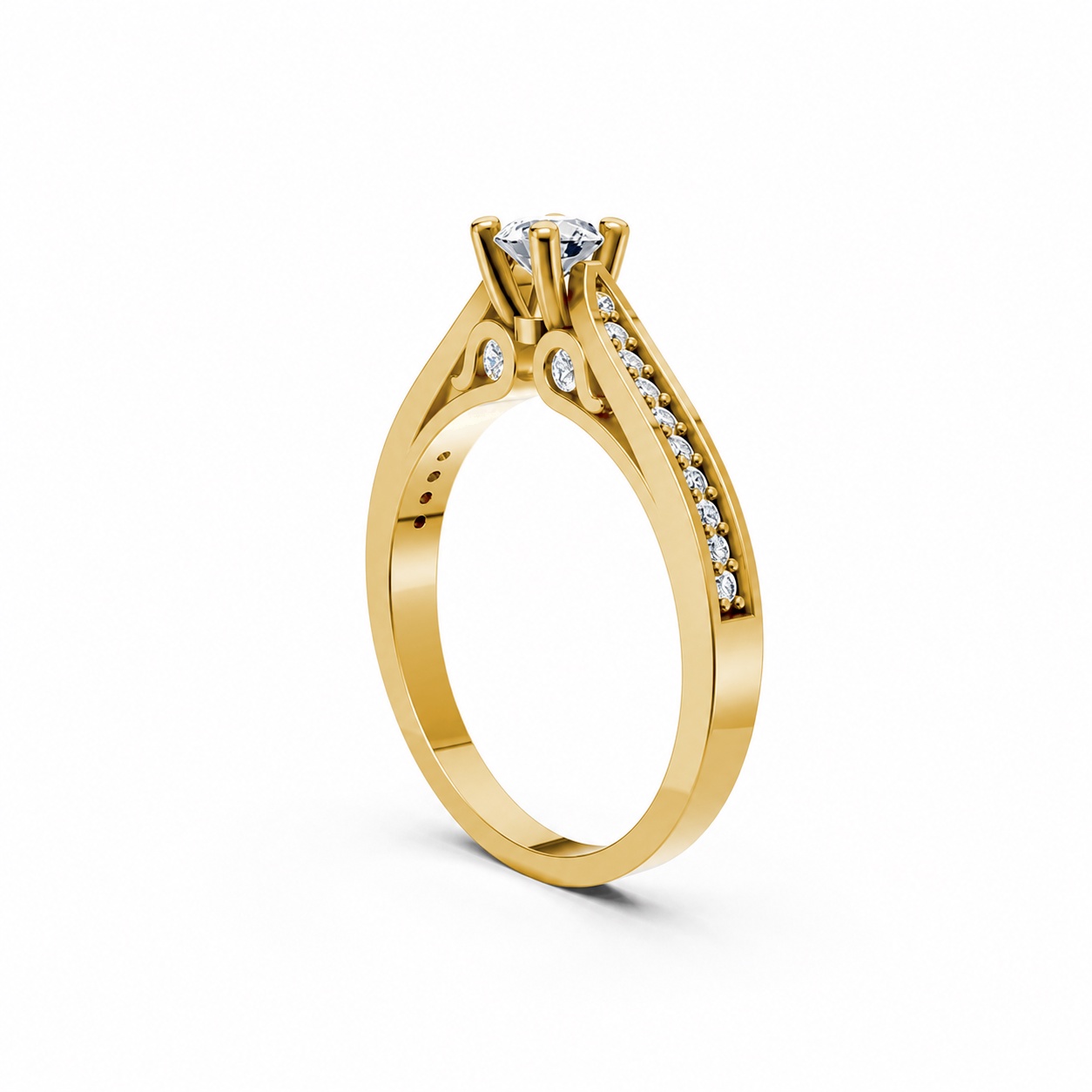 Nhẫn đính hôn R288 màu Vàng Gold vàng 10K/14K/18K/607 cao cấp, thanh lịch