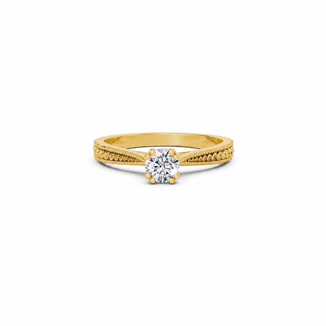 Nhẫn đính hôn R290 màu Vàng Gold thiết kế tinh xảo, độc đáo