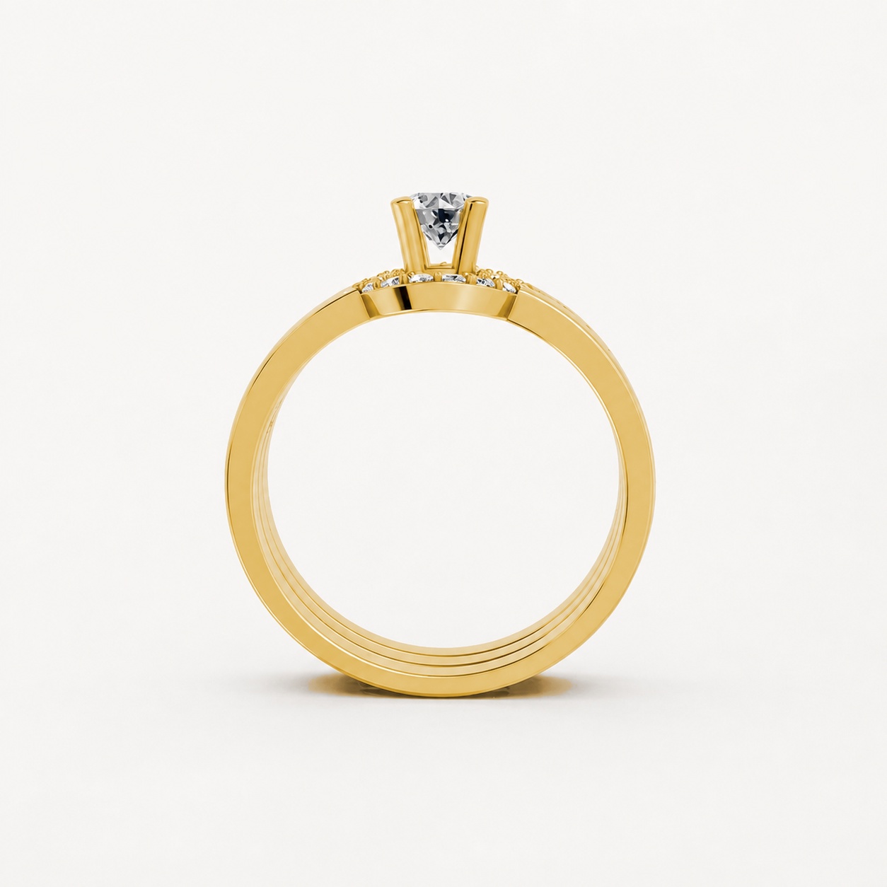 Nhẫn đính hôn R294 màu Vàng Gold thiết kế phá cách, sang trọng