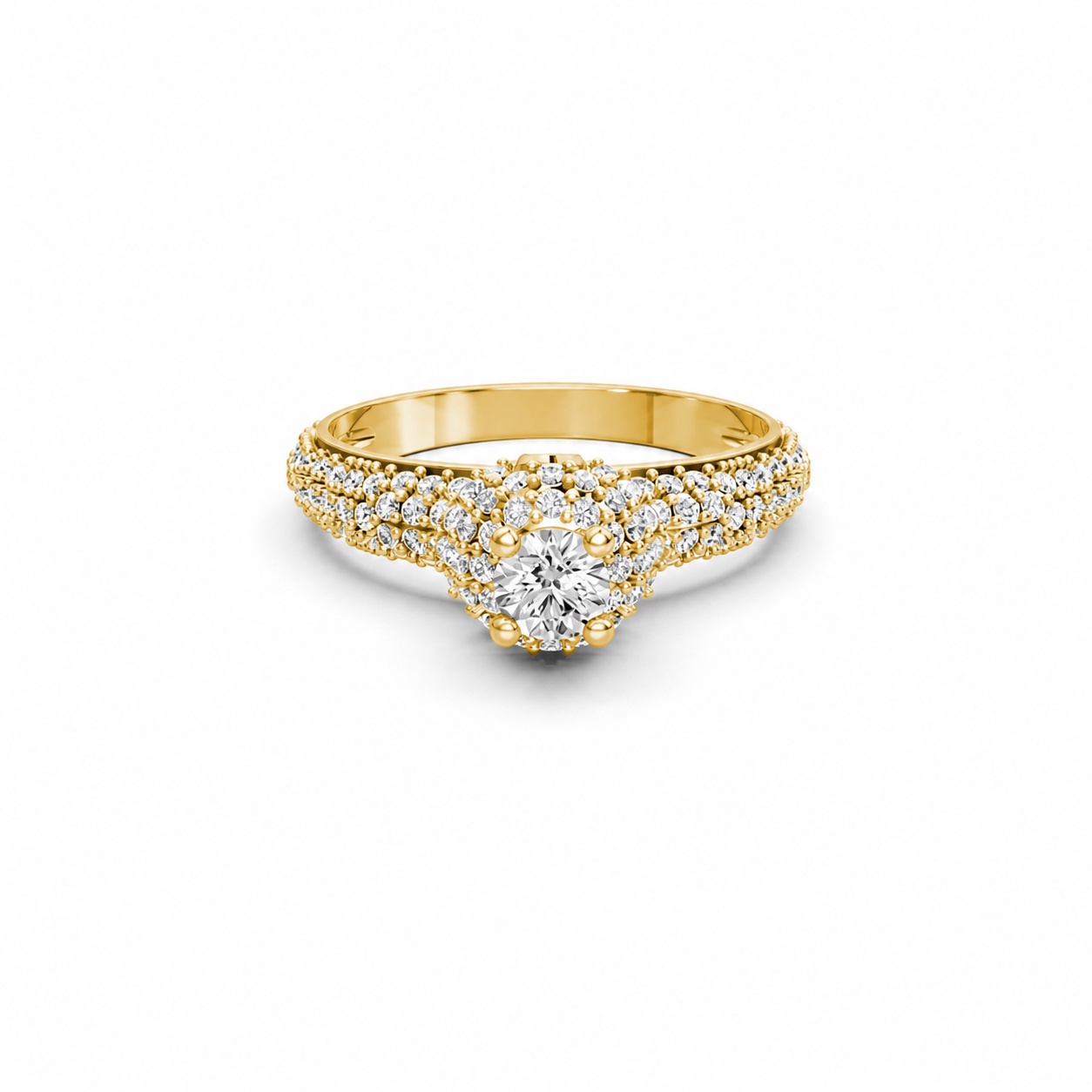 NHẪN ĐÍNH HÔN R295 màu Vàng Gold thiết kế tinh xảo, độc đáo