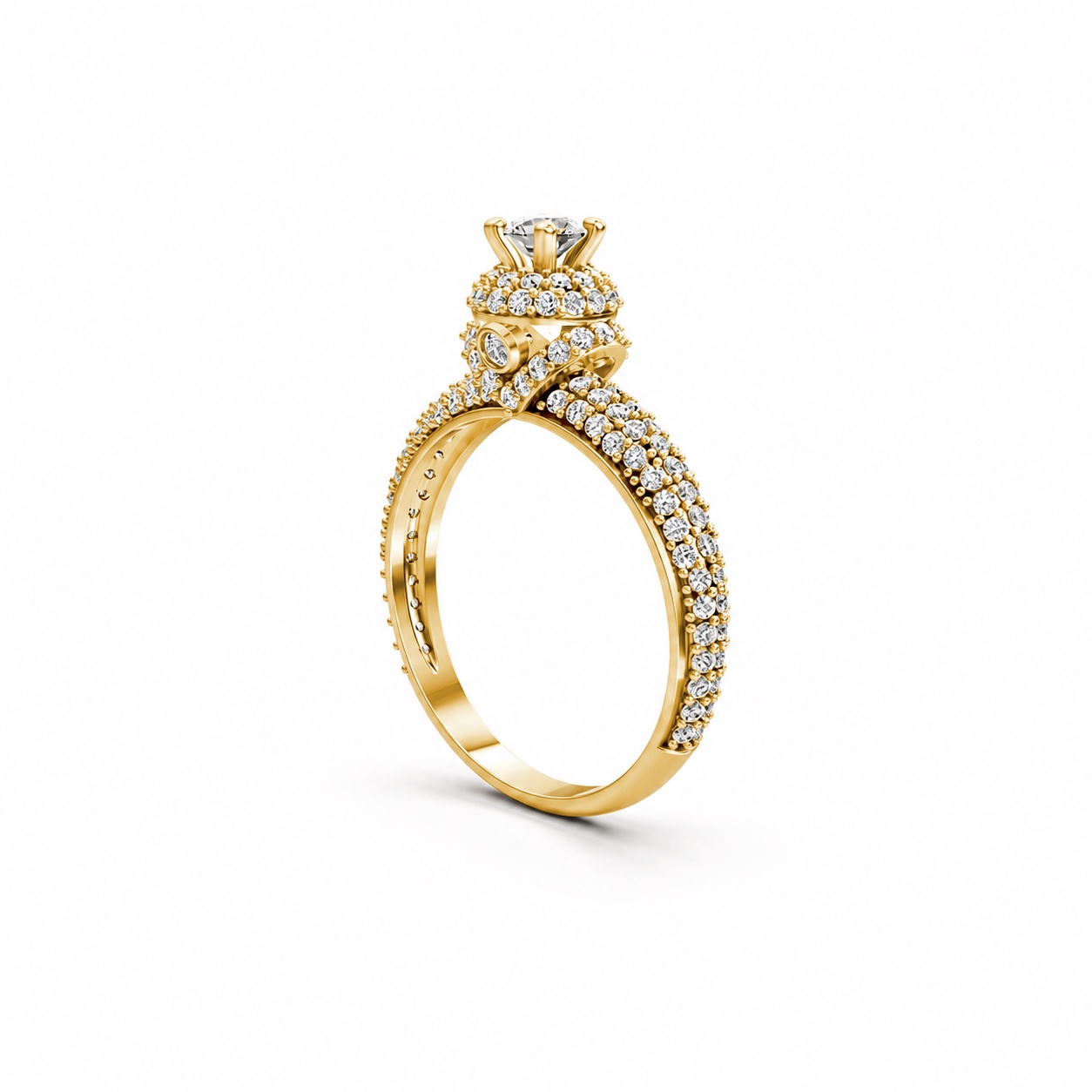 NHẪN ĐÍNH HÔN R295 màu Vàng Gold thiết kế phá cách, sang trọng