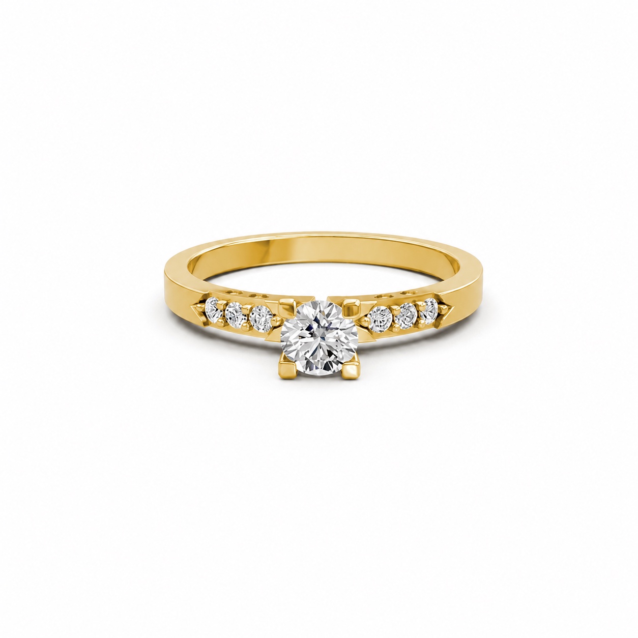Nhẫn đính hôn R296 màu Vàng Gold thiết kế phá cách, sang trọng