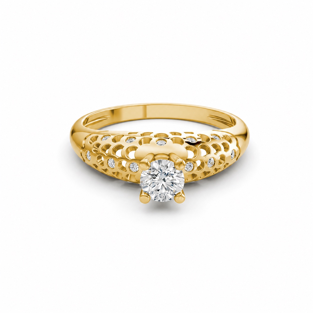 Nhẫn đính hôn đá US R299 màu Vàng Gold thiết kế phá cách, sang trọng