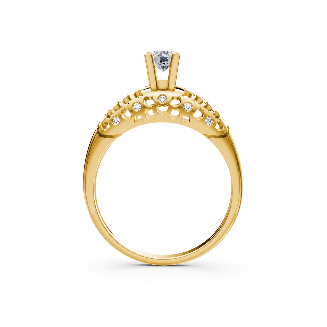 Nhẫn đính hôn đá US R299 màu Vàng Gold thiết kế tinh xảo, độc đáo