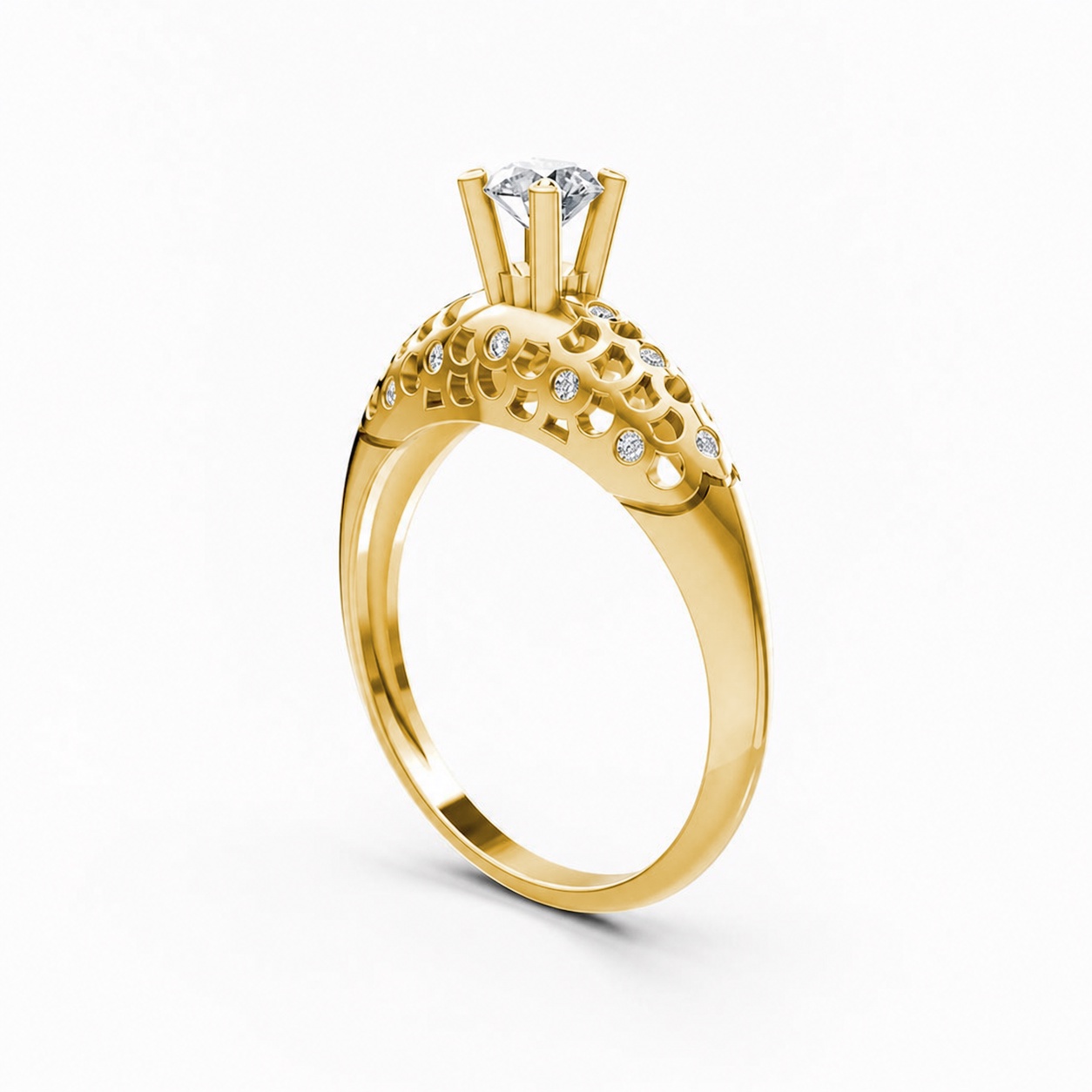 Nhẫn đính hôn đá US R299 màu Vàng Gold vàng 10K/14K/18K/607 cao cấp, thanh lịch