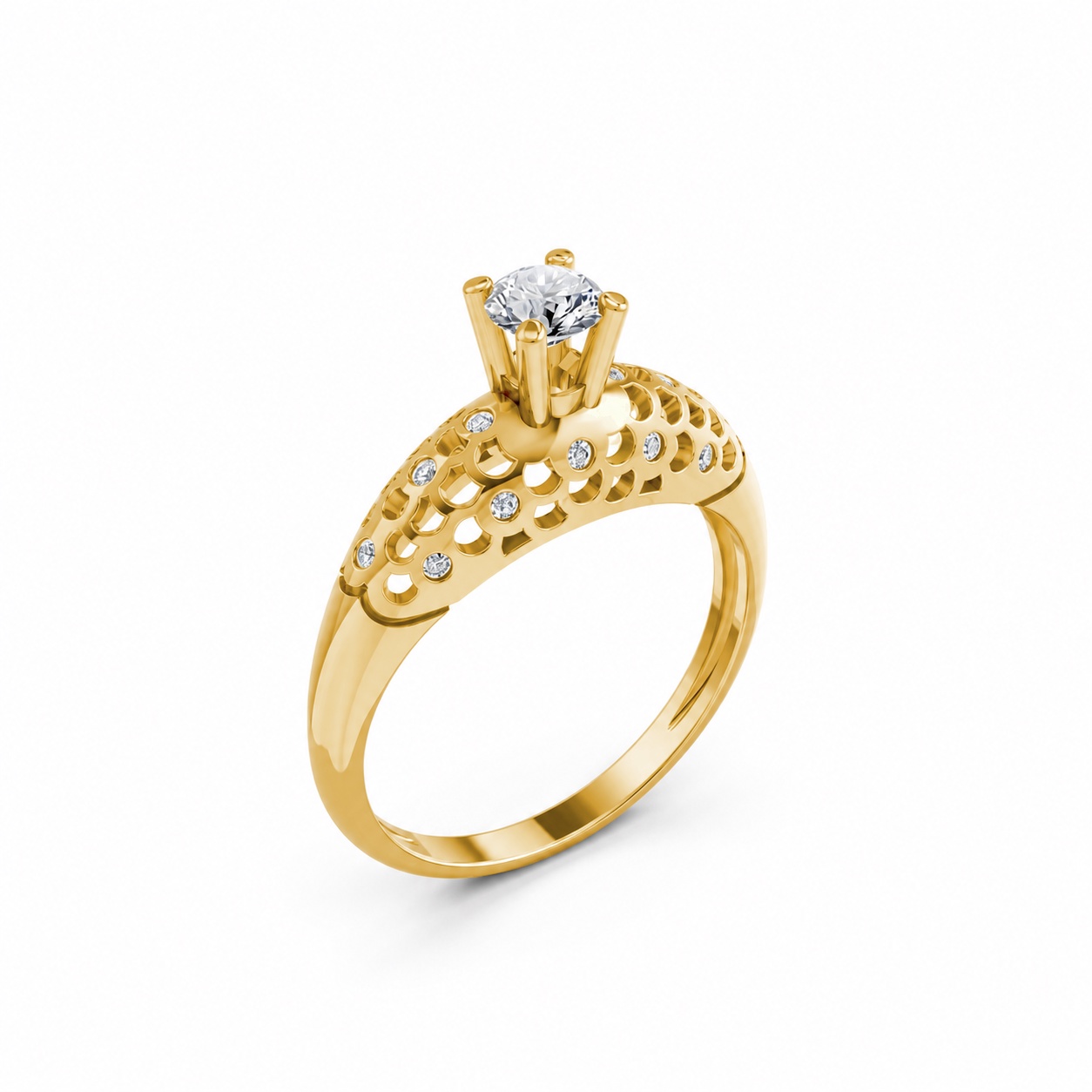 Nhẫn đính hôn đá US R299 màu Vàng Gold thiết kế tinh tế, sang trọng
