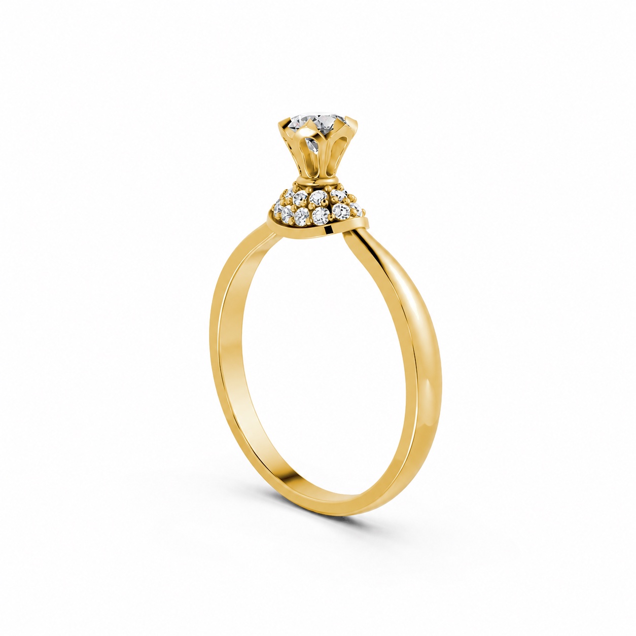 Nhẫn đính hôn R302 màu Vàng Gold vàng 10K/14K/18K/607 cao cấp, thanh lịch