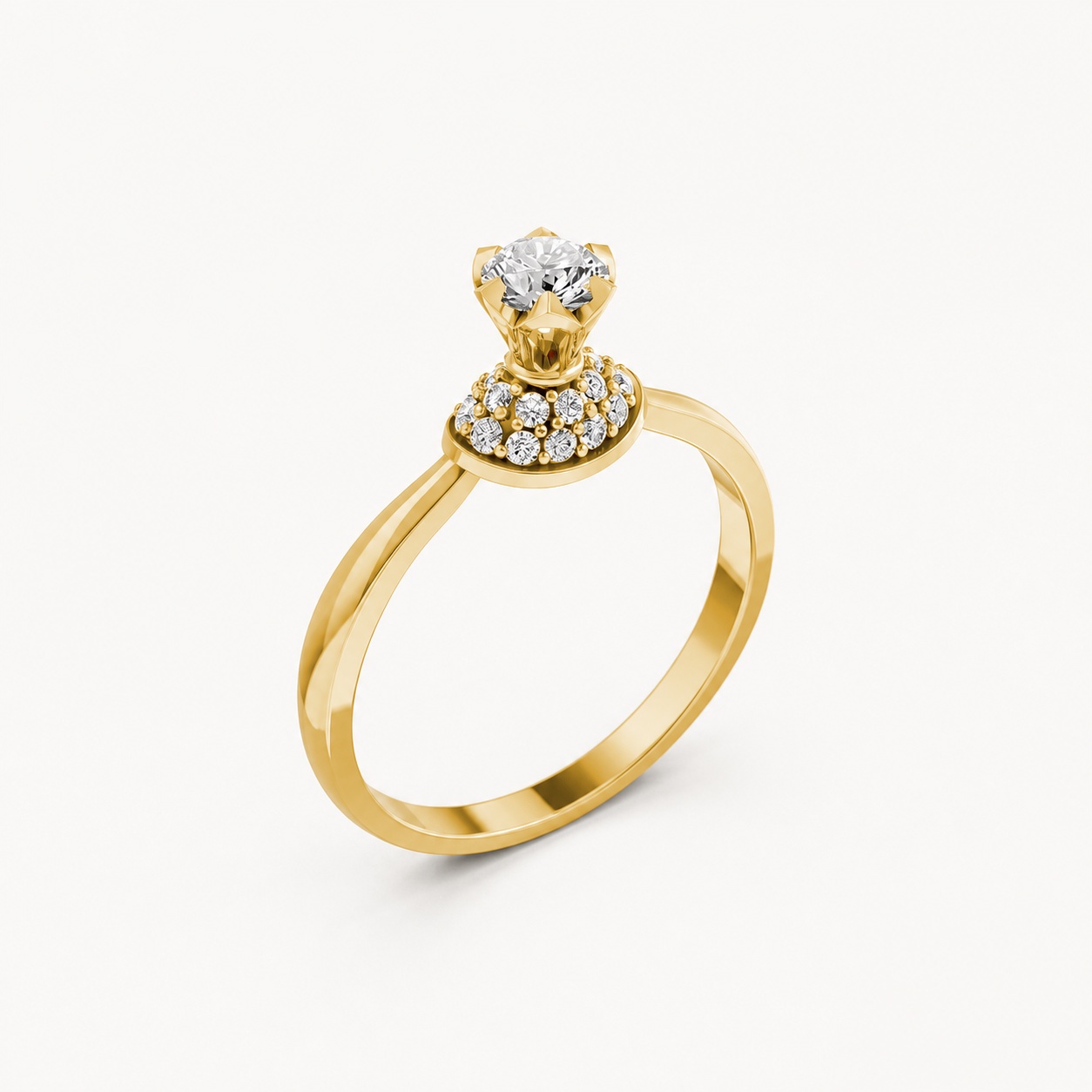 Nhẫn đính hôn R302 màu Vàng Gold thiết kế tinh tế, sang trọng