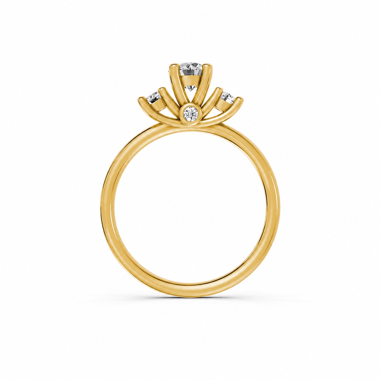 Nhẫn đính hôn đá US R313 màu Vàng Gold thiết kế phá cách, sang trọng