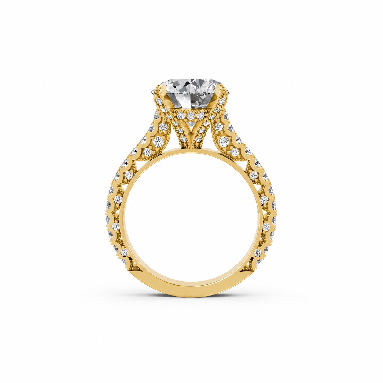 Nhẫn đính hôn đá US R317 màu Vàng Gold thiết kế phá cách, sang trọng
