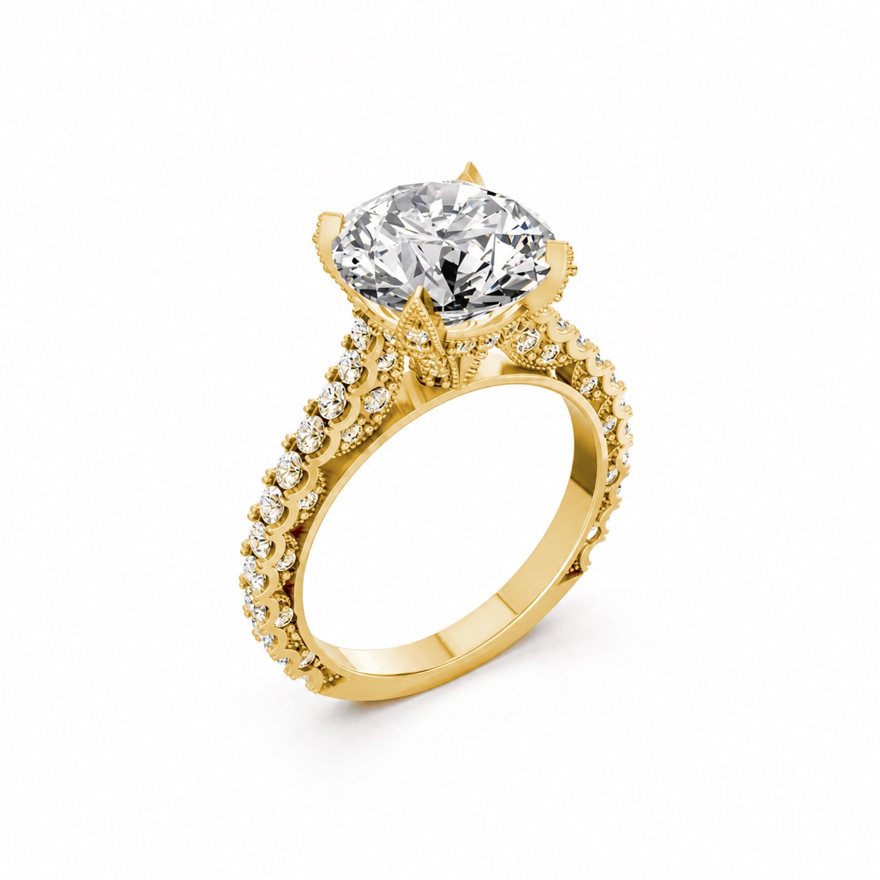 Nhẫn đính hôn đá US R317 màu Vàng Gold thiết kế tinh tế, sang trọng