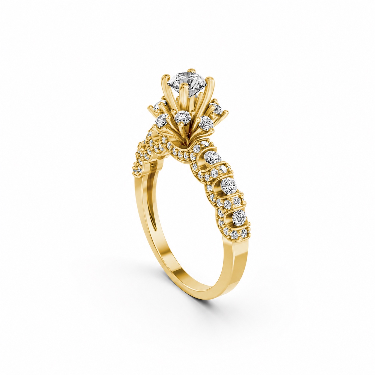 NHẪN ĐÍNH HÔN R328 màu Vàng Gold thiết kế phá cách, sang trọng