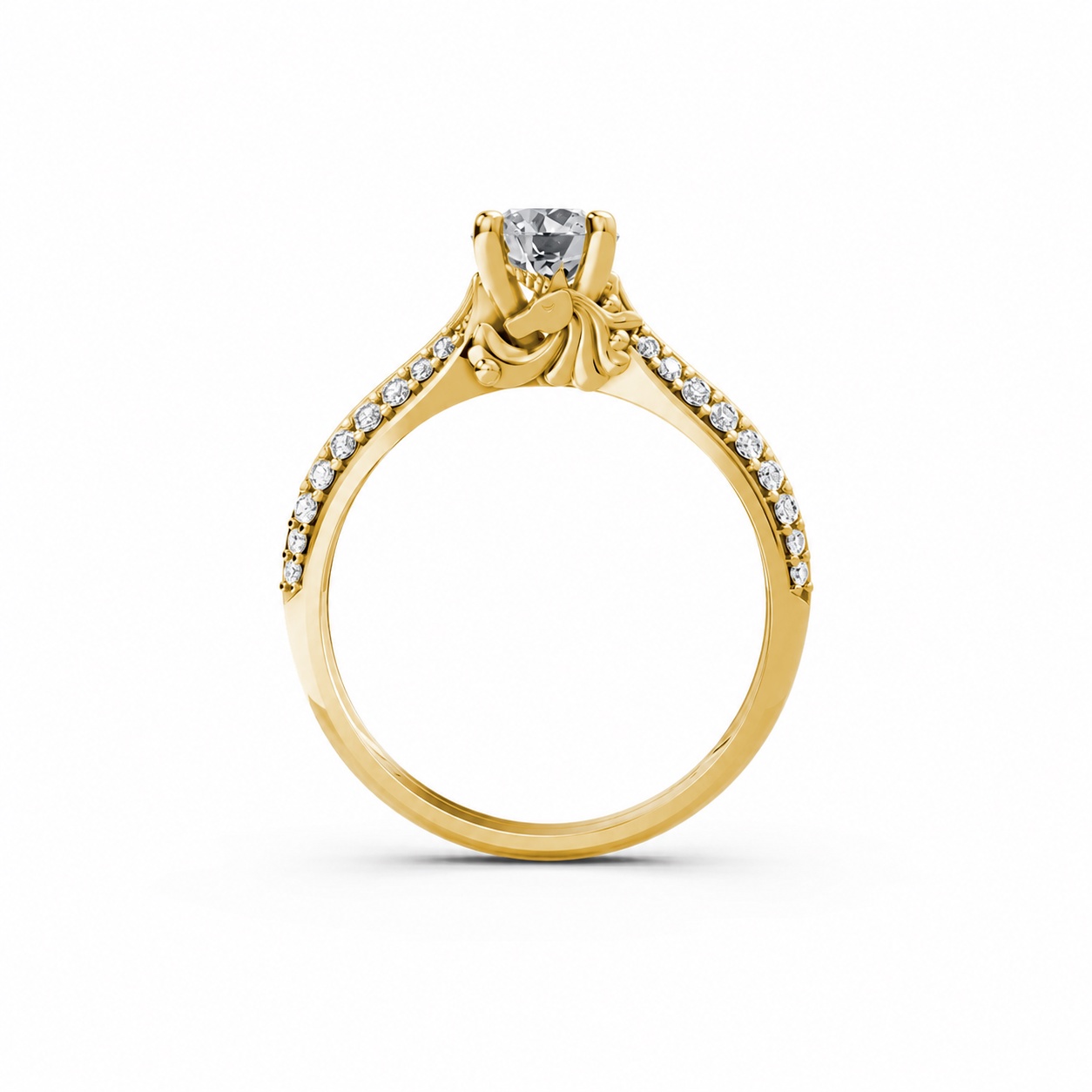 Nhẫn đính hôn R471 màu Vàng Gold thiết kế phá cách, sang trọng