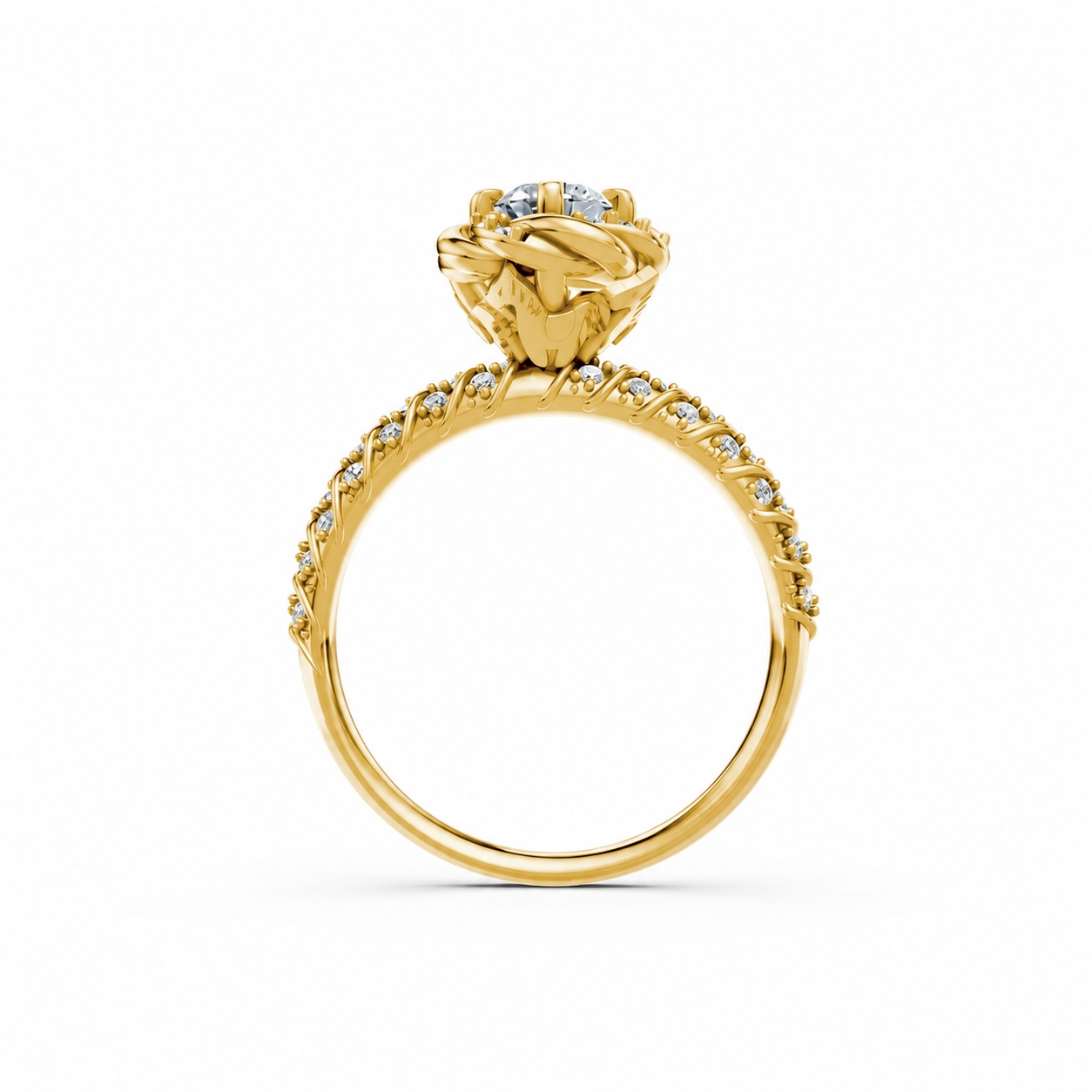 Nhẫn đính hôn R472 màu Vàng Gold vàng 10K/14K/18K/607 cao cấp, thanh lịch