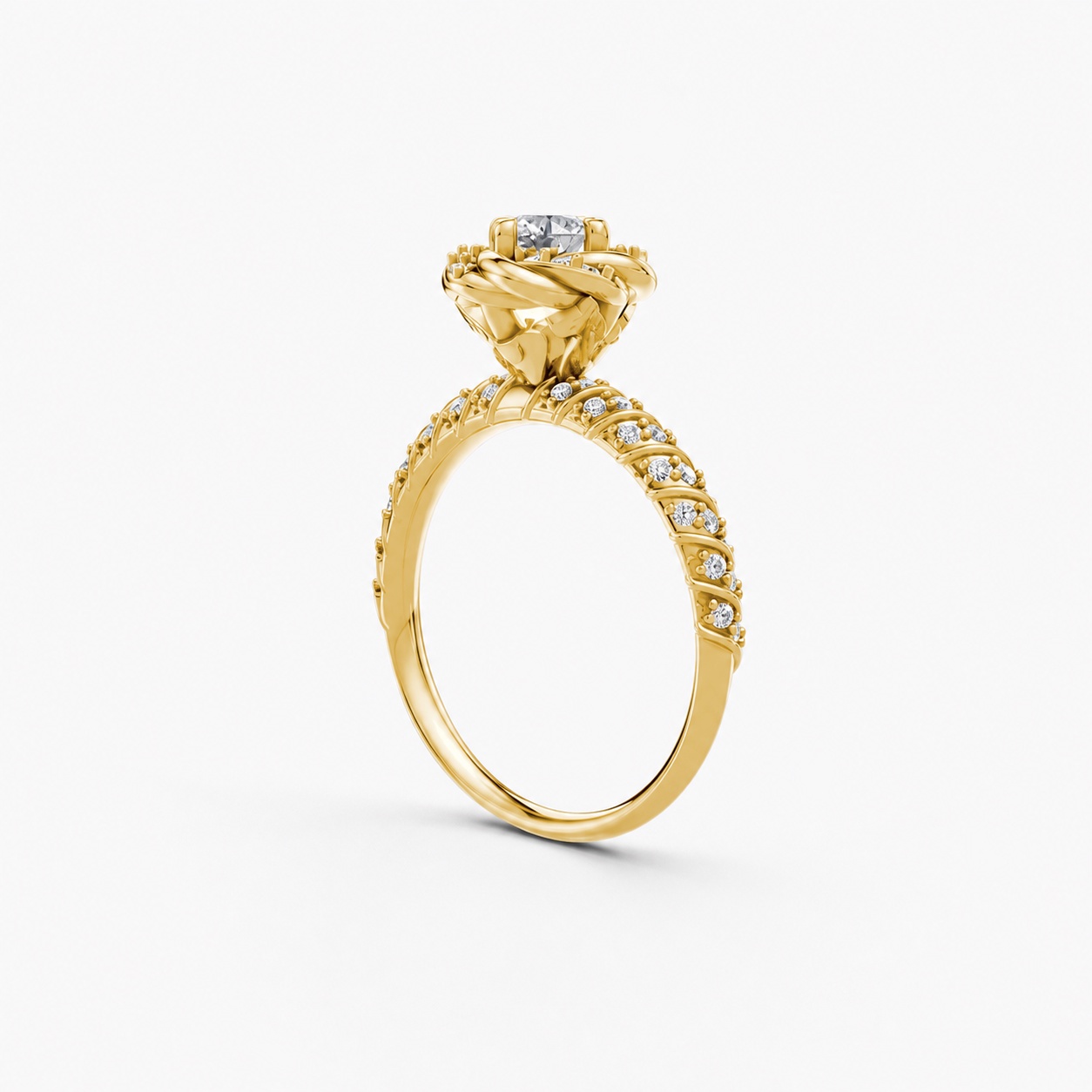 Nhẫn đính hôn R472 màu Vàng Gold thiết kế phá cách, sang trọng