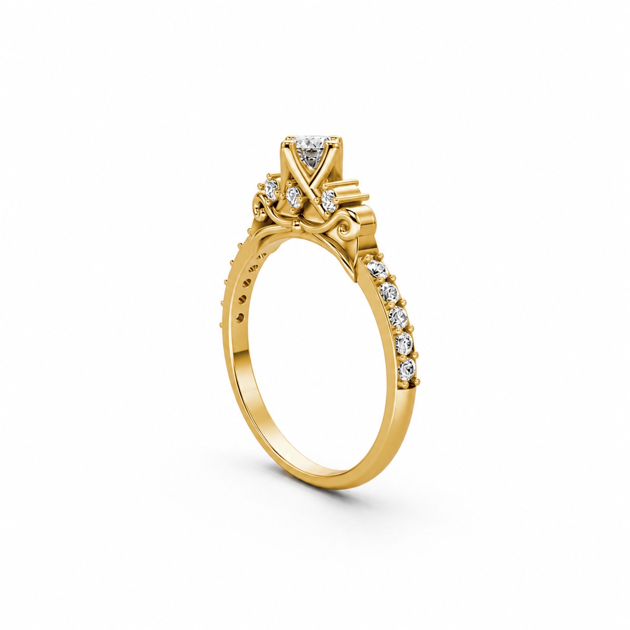 Nhẫn đính hôn R473 màu Vàng Gold vàng 10K/14K/18K/607 cao cấp, thanh lịch