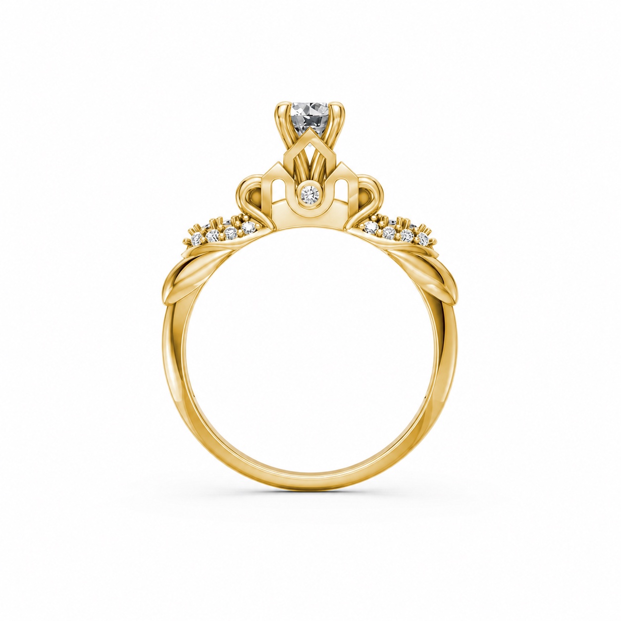 Nhẫn đính hôn R474 màu Vàng Gold vàng 10K/14K/18K/607 cao cấp, thanh lịch