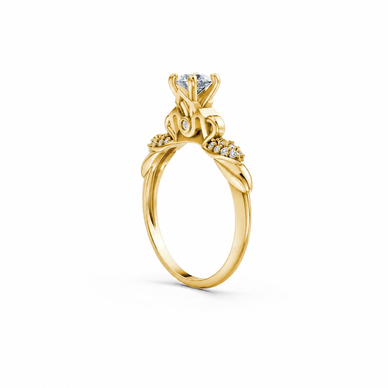 Nhẫn đính hôn R474 màu Vàng Gold thiết kế phá cách, sang trọng