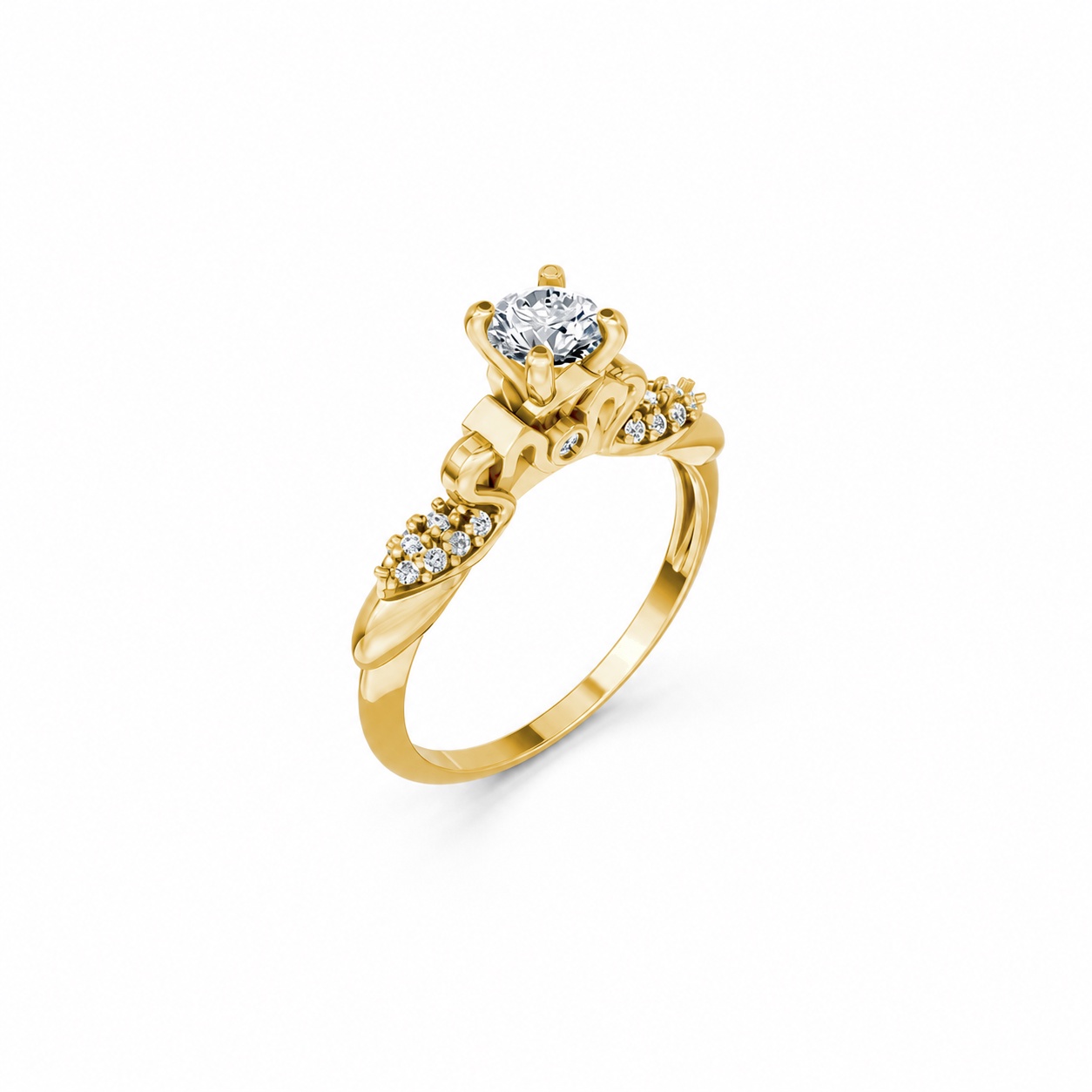 Nhẫn đính hôn R474 màu Vàng Gold thiết kế tinh tế, sang trọng