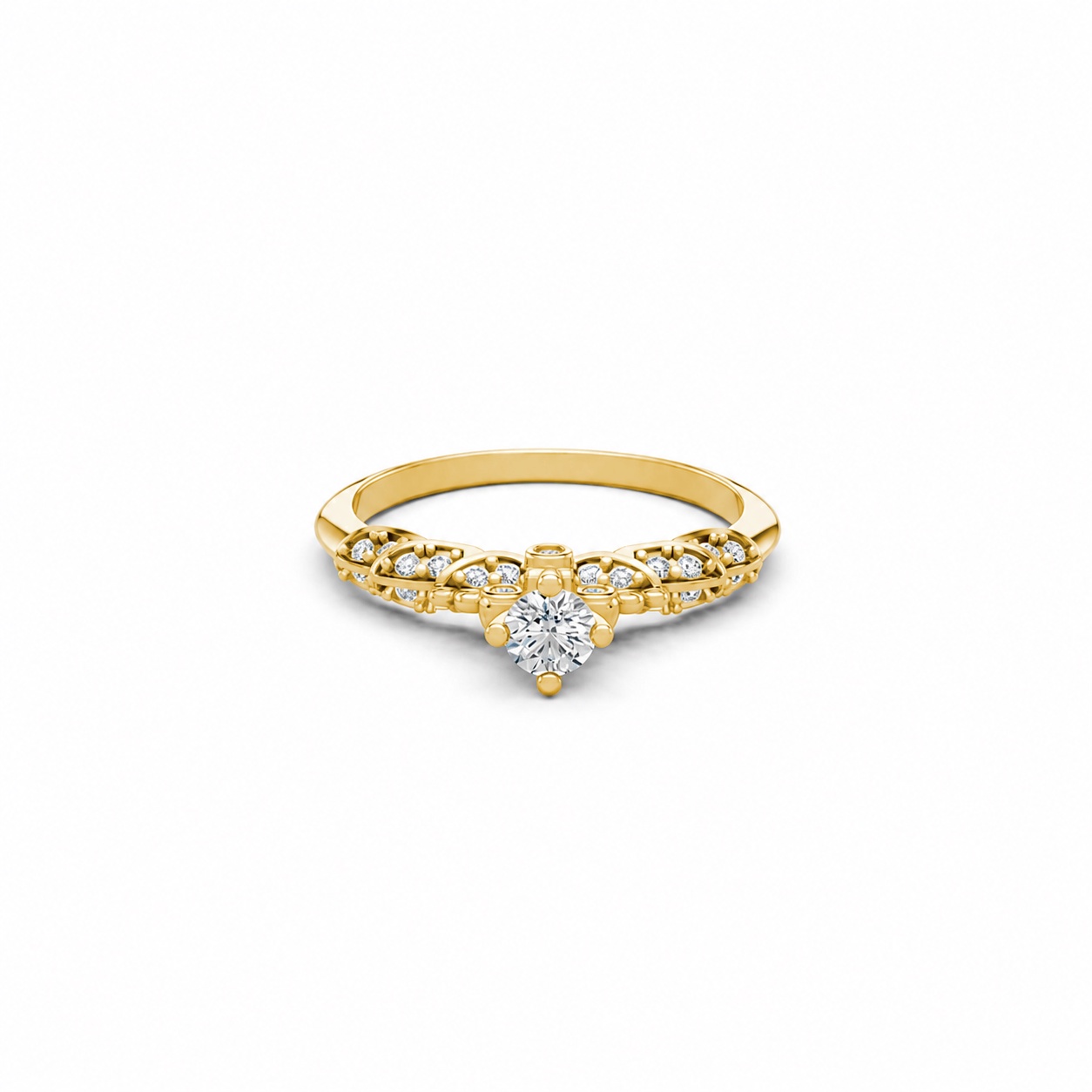 Nhẫn đính hôn R475 màu Vàng Gold thiết kế tinh xảo, độc đáo