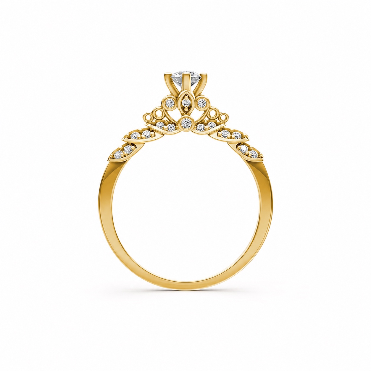 Nhẫn đính hôn R475 màu Vàng Gold vàng 10K/14K/18K/607 cao cấp, thanh lịch