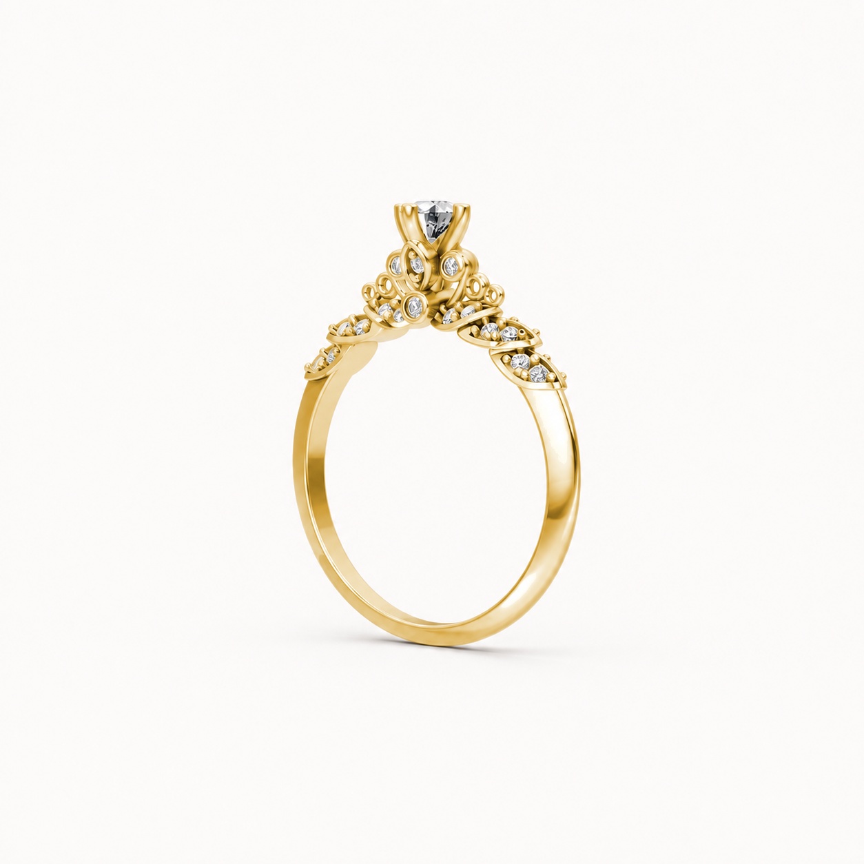 Nhẫn đính hôn R475 màu Vàng Gold thiết kế phá cách, sang trọng