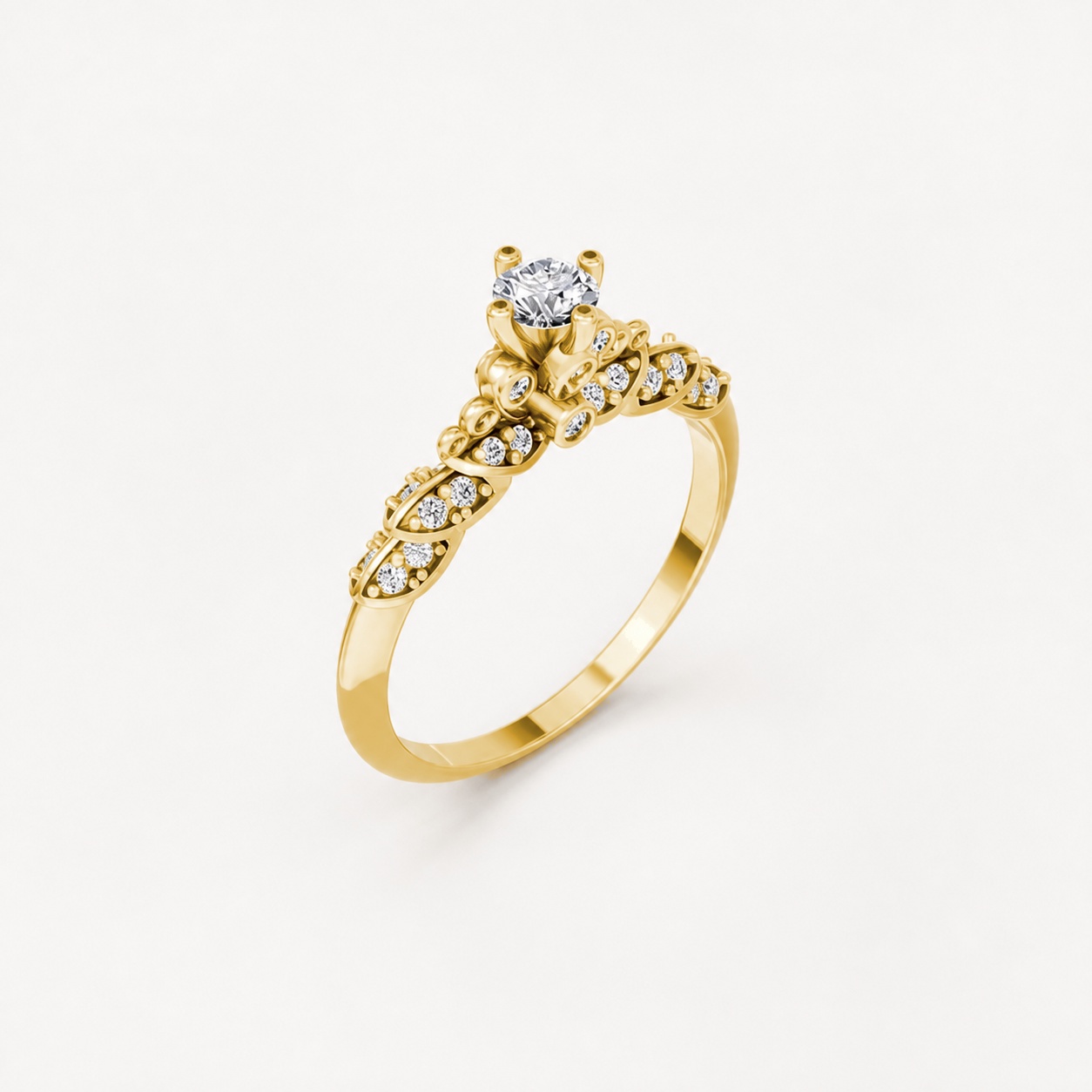 Nhẫn đính hôn R475 màu Vàng Gold thiết kế tinh tế, sang trọng