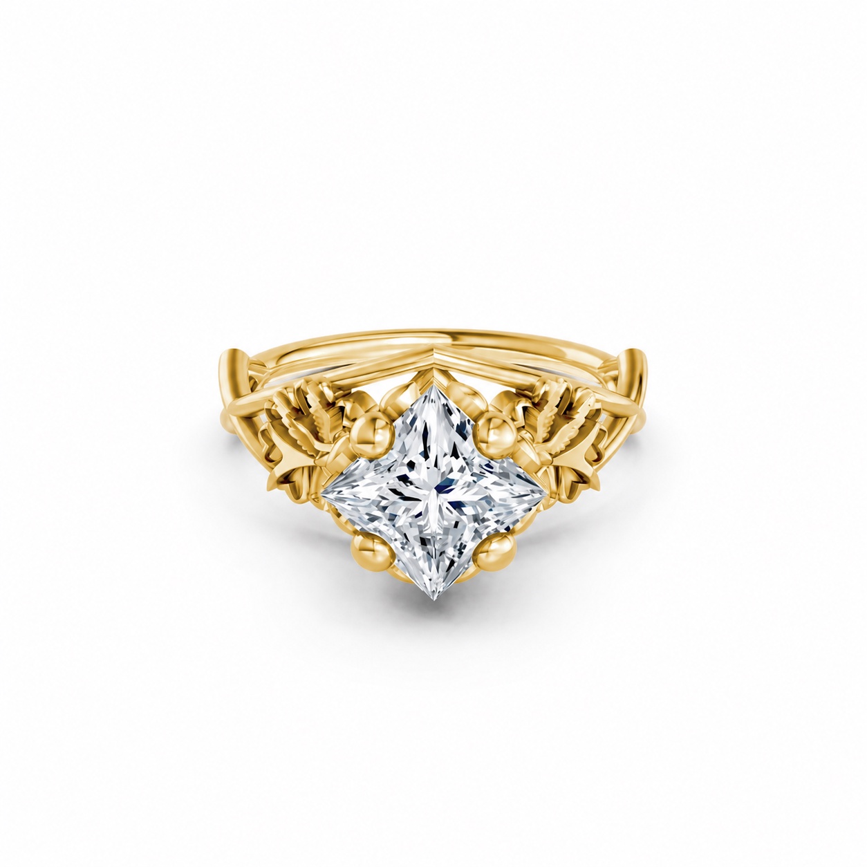 Nhẫn đính hôn SPRING – R323 màu Vàng Gold thiết kế phá cách, sang trọng
